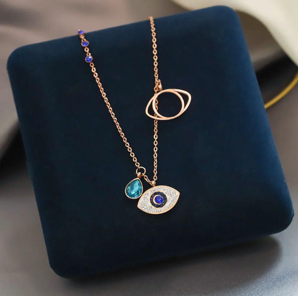 Hamsa Evil Eye Necklace - 18K Gold Plated