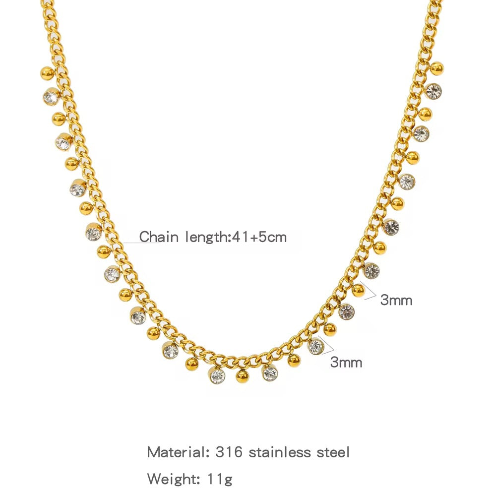 Sparkling Crystal Drop Gold Necklace