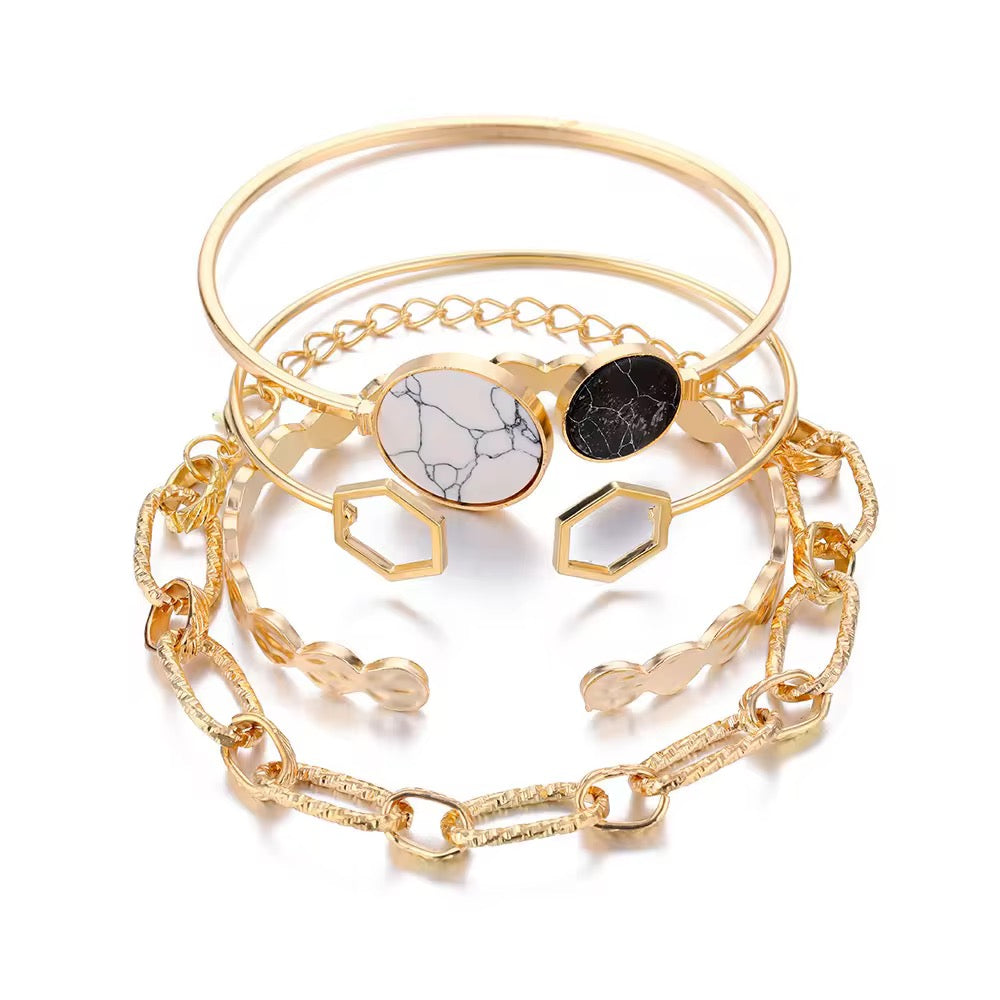 Chic & Cheeky: 4-Piece Gold Bracelet Set