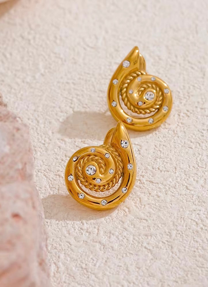 Zircon Conch Shell Earrings