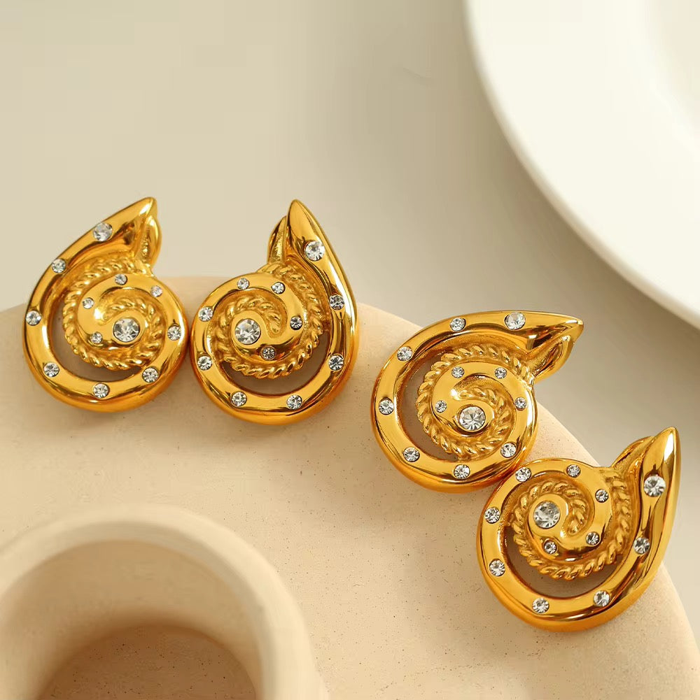 Zircon Conch Shell Earrings