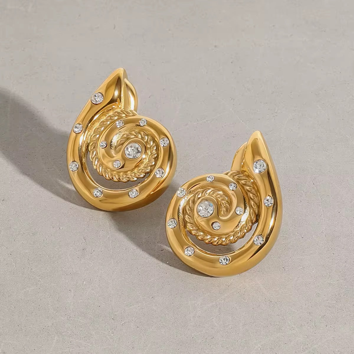 Zircon Conch Shell Earrings