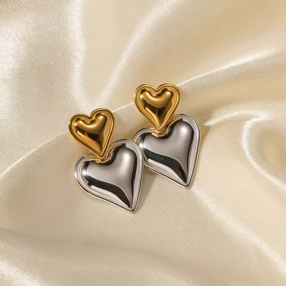 Anti Tarnish Heart Earrings