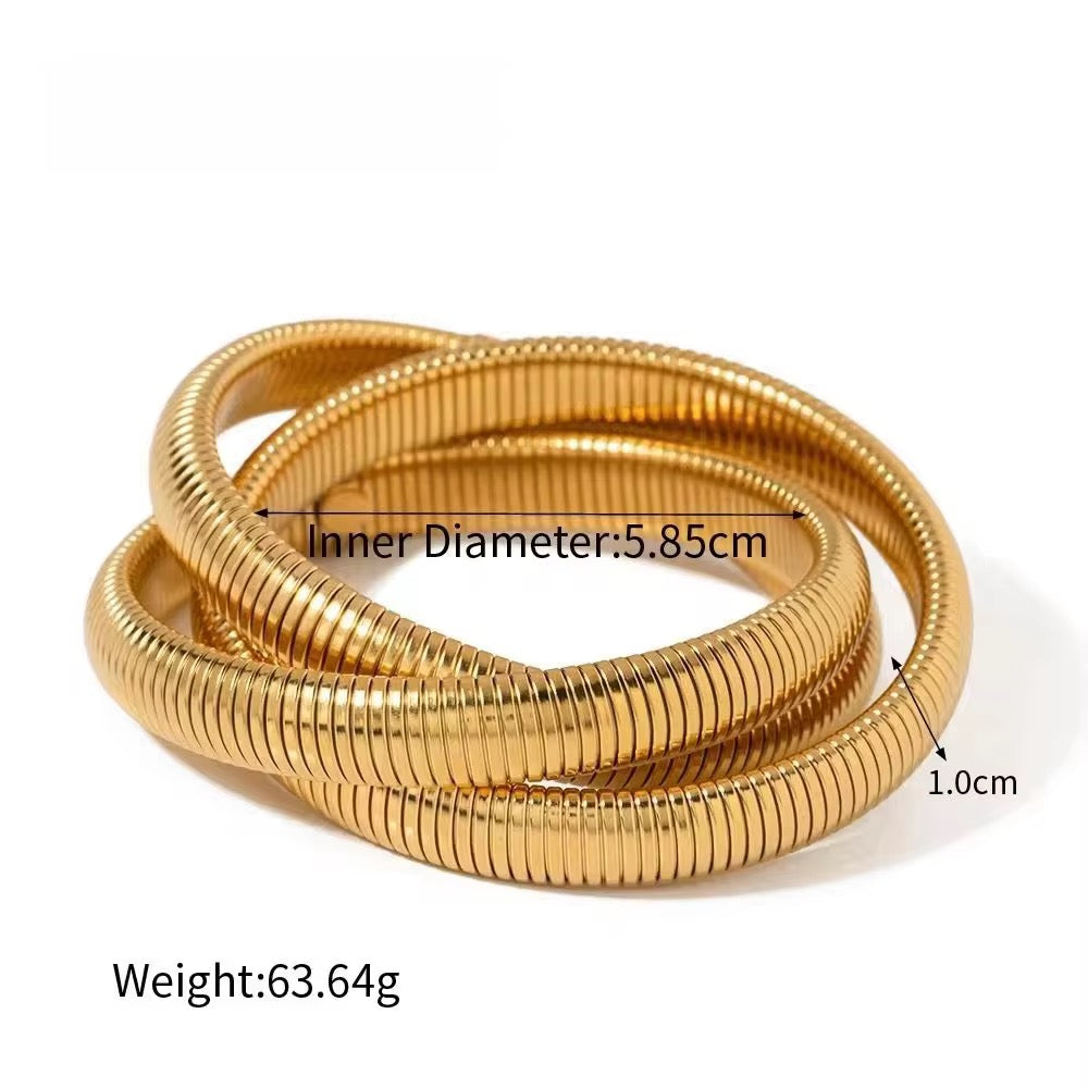Chunky Spiral Gold Coil Bracelet