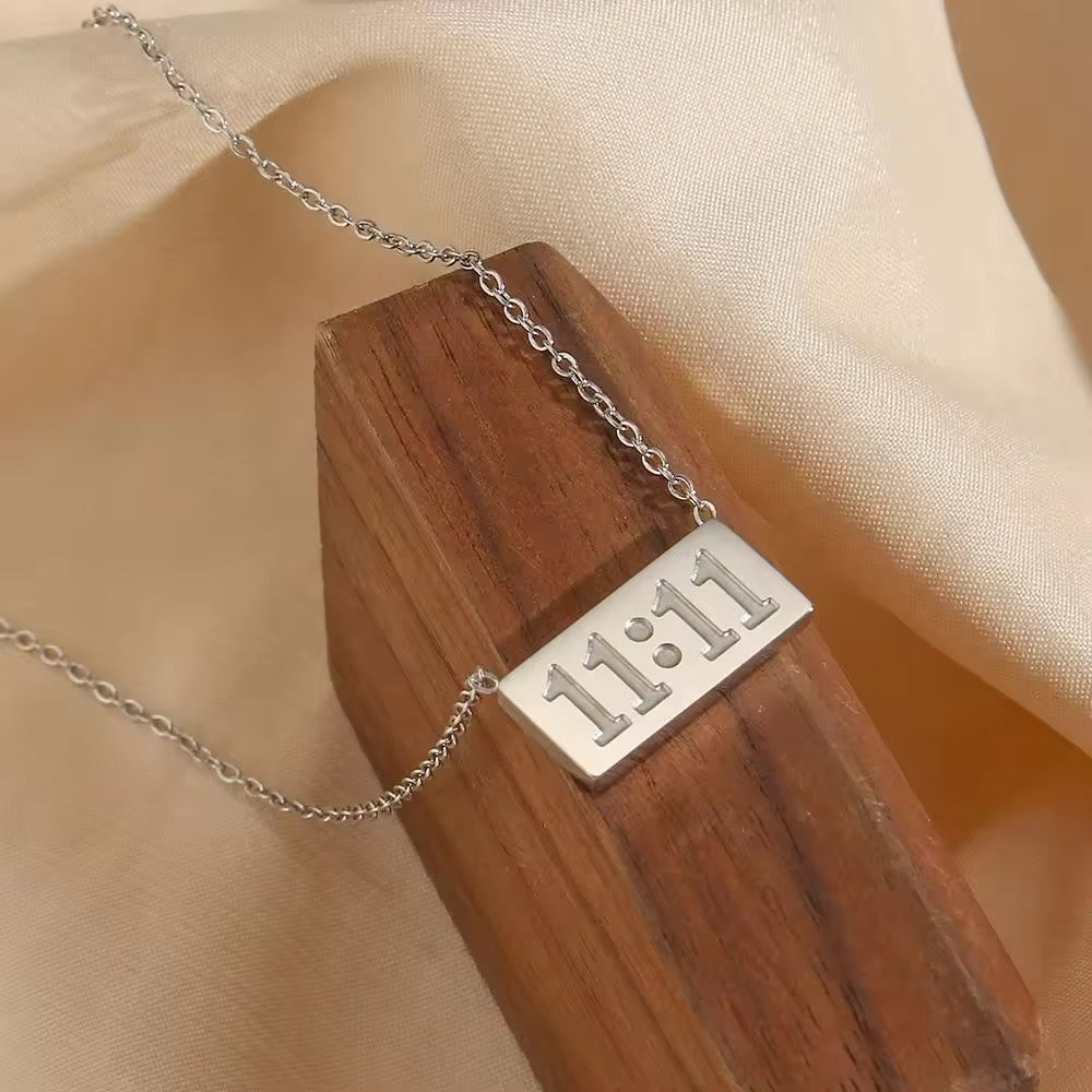 Trendy 11:11 silver charm necklace with anti-tarnish finish, a must-have for gifting or personal wear