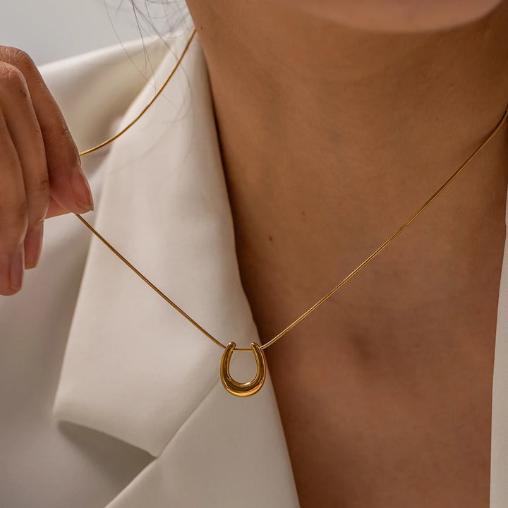 Gold Plated Horse Hoof Necklace - 18K Gold Plated