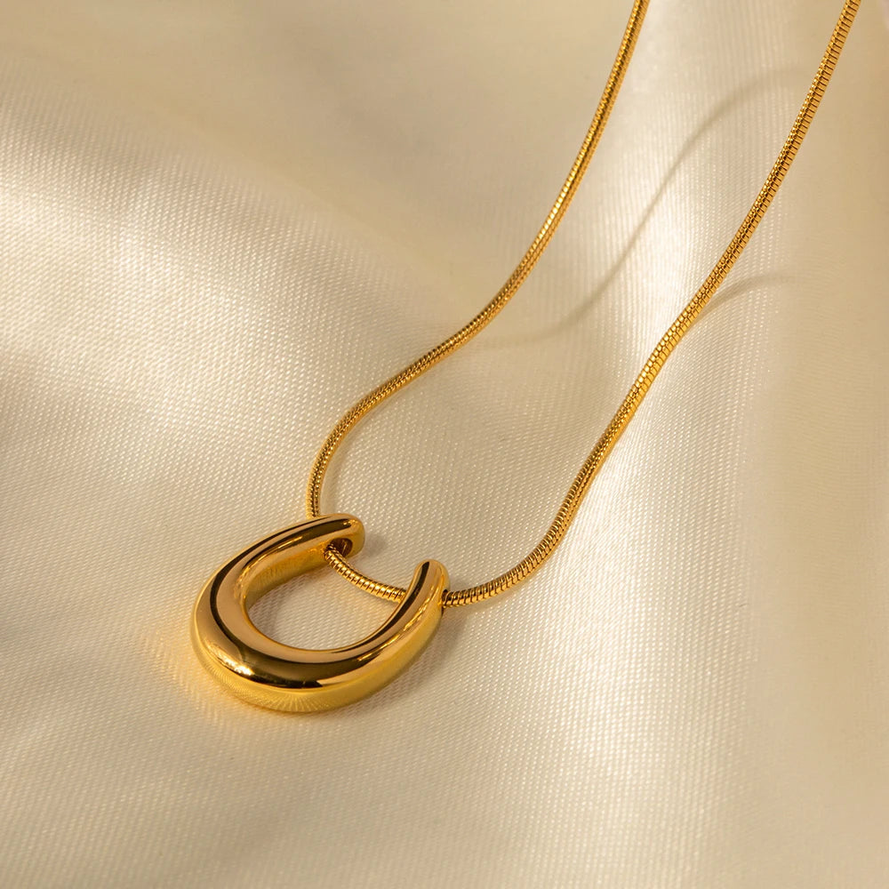 18k gold plated loop necklace in dainty chain, waterproof and tarnish-free for formal and everyday glam