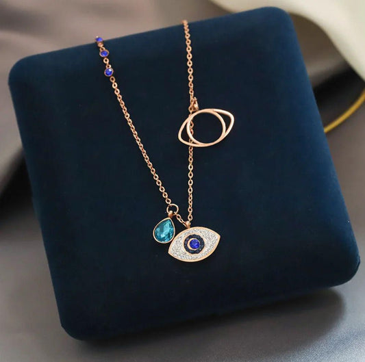 Hamsa Evil Eye Necklace - 18K Gold Plated