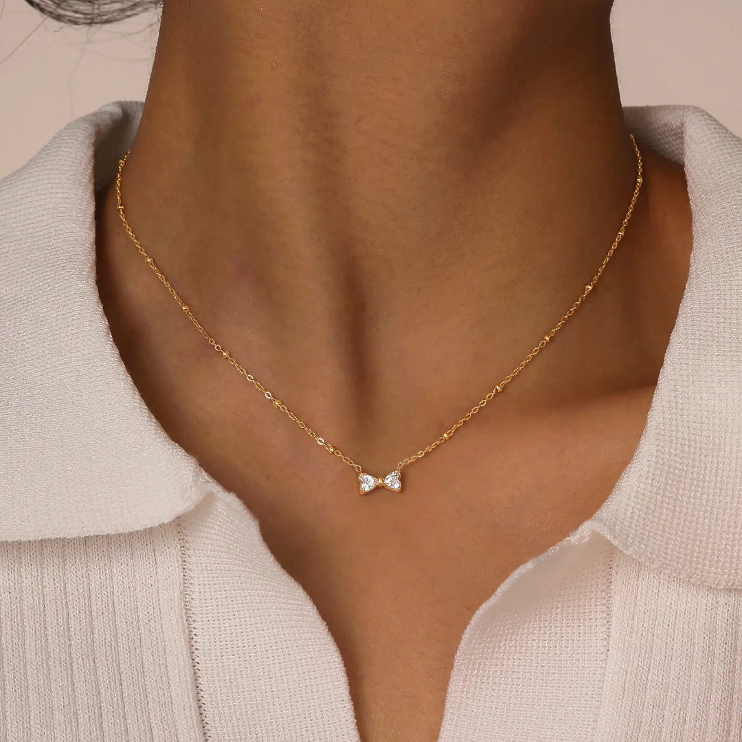 Anti Tarnish Bow Necklace