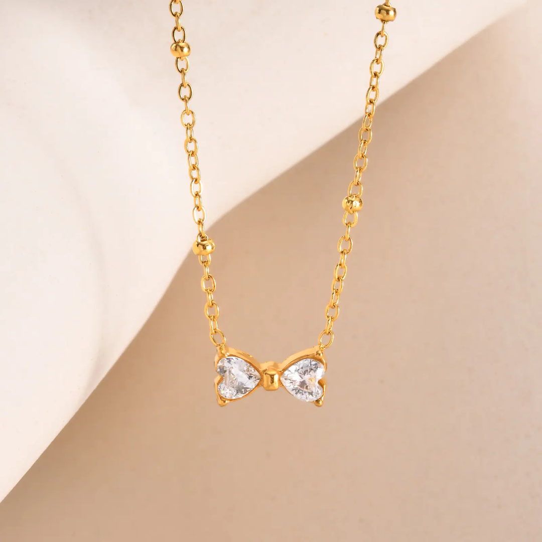 Anti Tarnish Bow Necklace