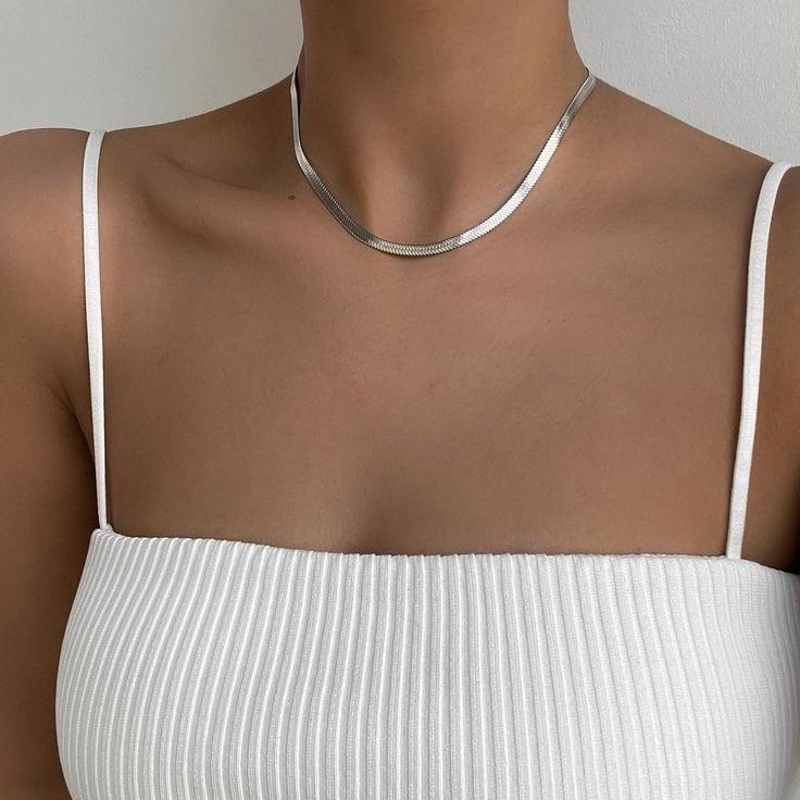 Dainty snake chain necklace in 3 metallic shades, waterproof and tarnish-free for work and casual styling
