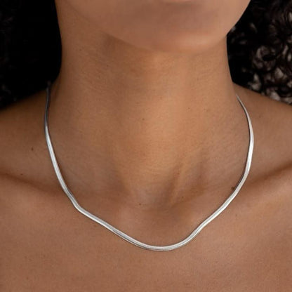 Everyday snake chain necklace in gold tone with anti-tarnish finish, ideal for casual and formal use