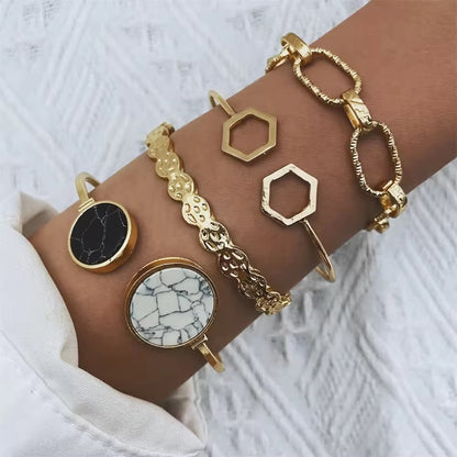 Chic & Cheeky: 4-Piece Gold Bracelet Set