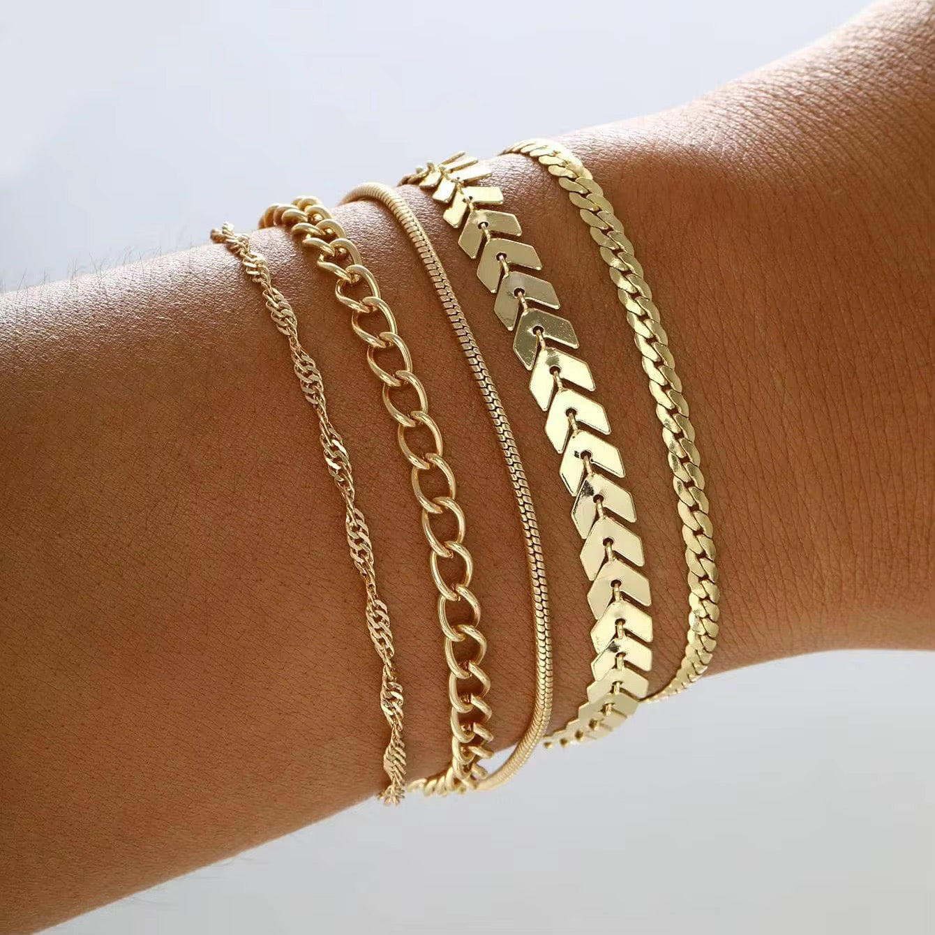 Golden Arrowhead Bracelet Stack