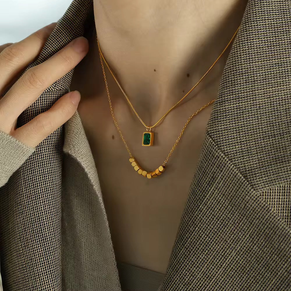 Celestial Emerald Necklace - 18K Gold Plated