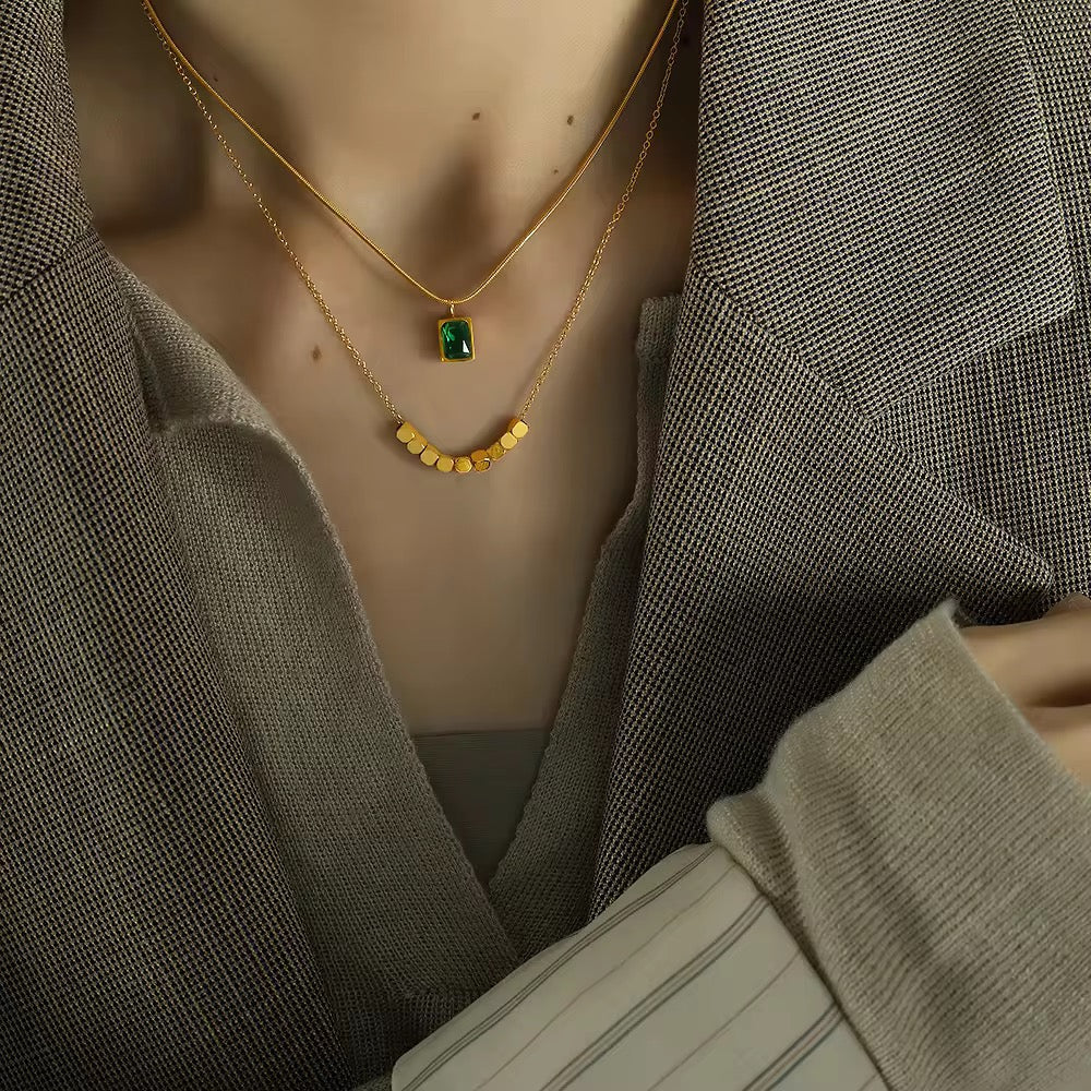 Celestial Emerald Necklace - 18K Gold Plated