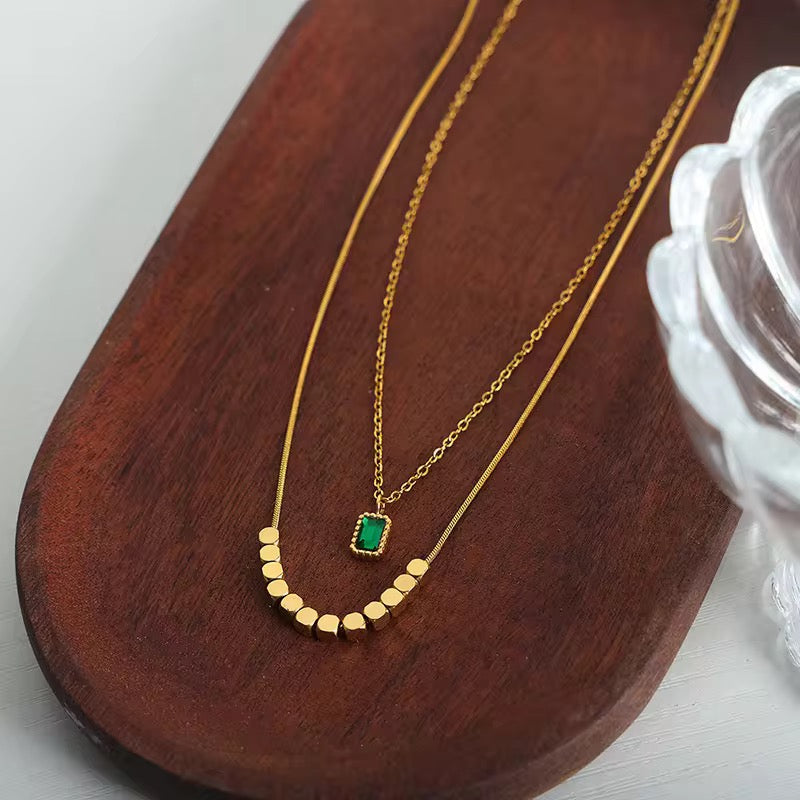 Celestial Emerald Necklace - 18K Gold Plated