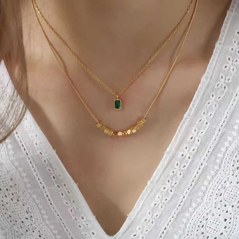 Celestial Emerald Necklace - 18K Gold Plated