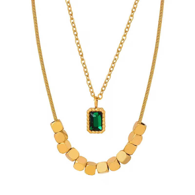 Celestial Emerald Necklace - 18K Gold Plated