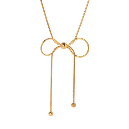 Elegant bow knot necklace in waterproof stainless steel, perfect for daily wear and gifting under 450