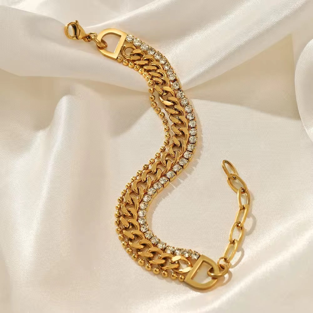 Luxe gold diamond Cuban link tennis bracelet – bold, sparkling statement piece for any outfit
