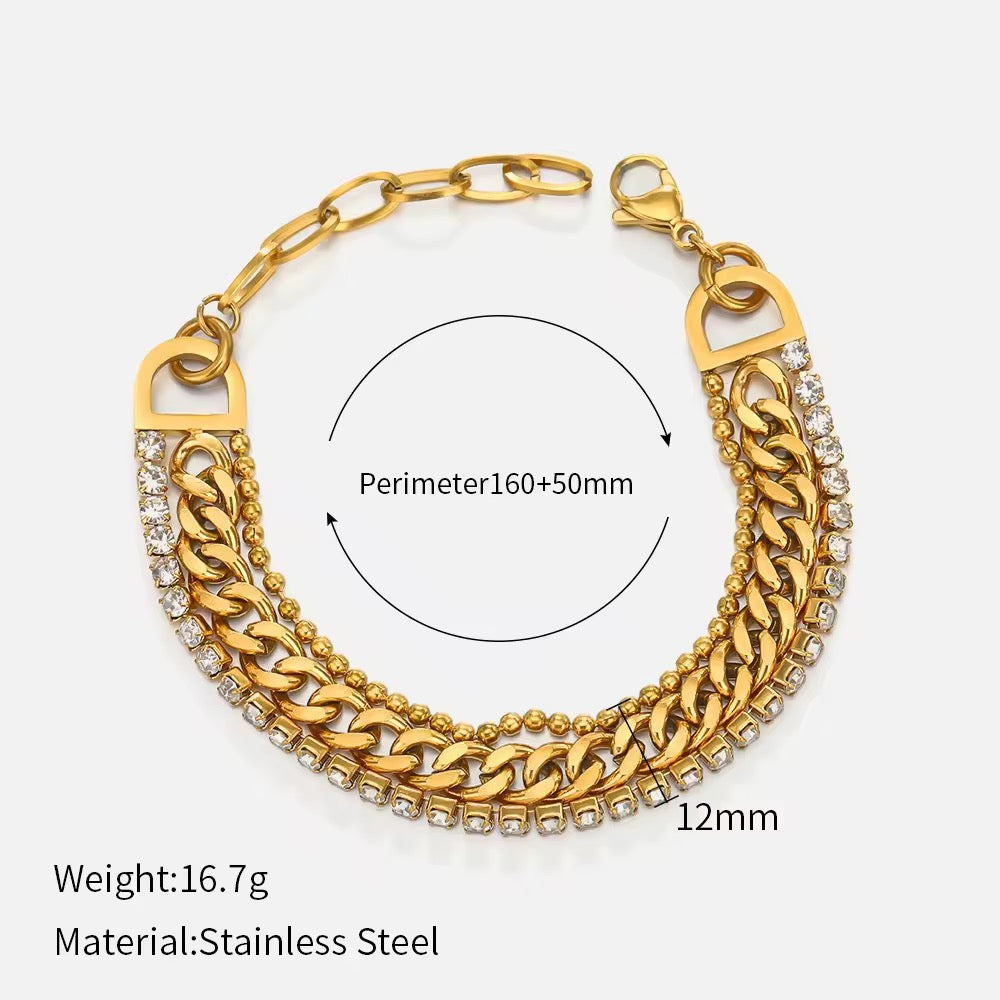Crystal-Studded Cuban Tennis Bracelet