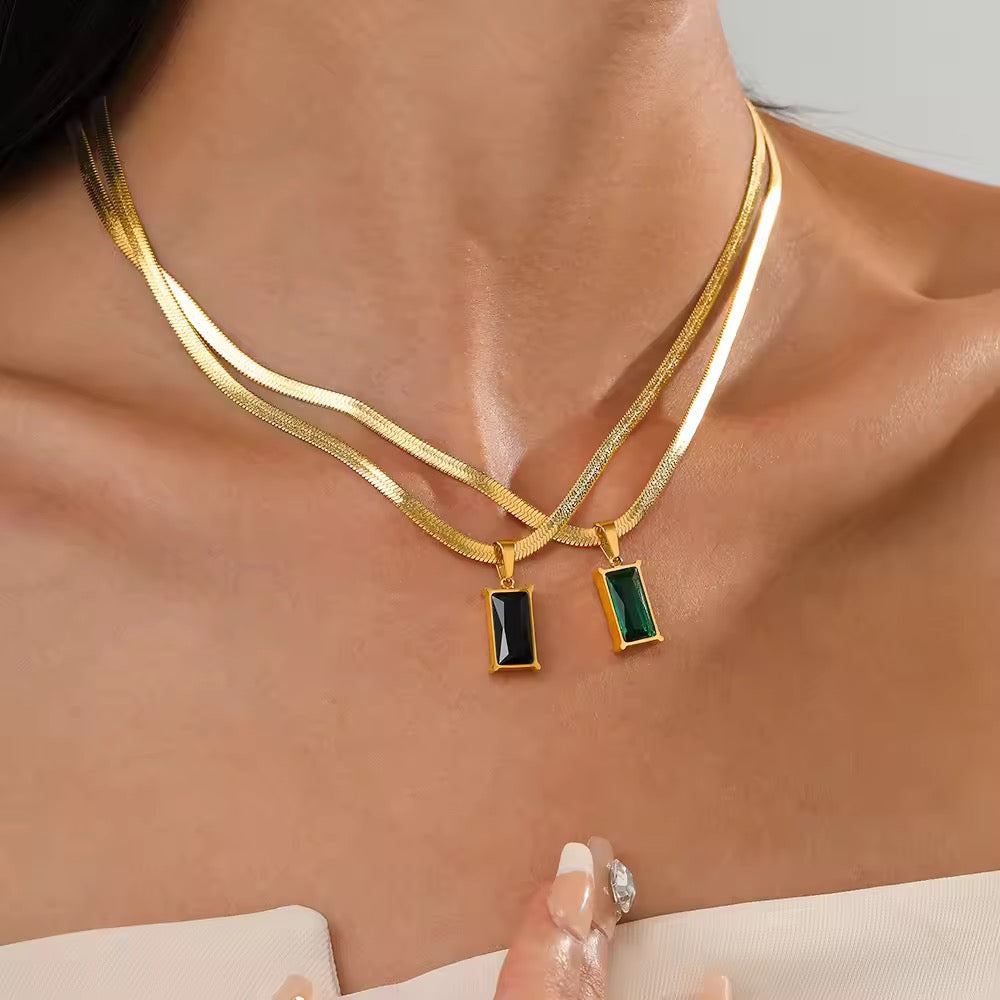 Gold Plated Emerald Necklace