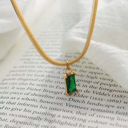 Gold Plated Emerald Necklace